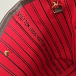Louis Vuitton Neverfull N40600 Small Tote Bag in Damier Ebene Canvas with Leather Trims