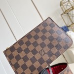 Louis Vuitton Neverfull N40600 Small Tote Bag in Damier Ebene Canvas with Leather Trims