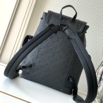 Louis Vuitton Christopher Backpack in Black Taurillon Leather with Monogram Embossing and Side Pockets