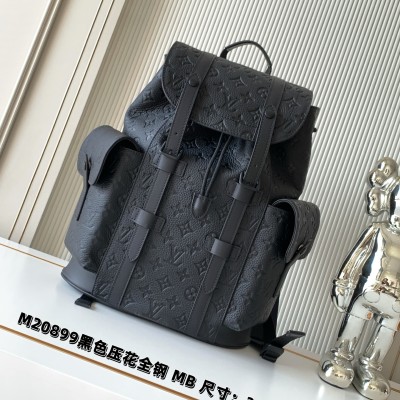 Louis Vuitton - Christopher Backpack in Black Taurillon Leather with Monogram Embossing