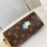 Louis Vuitton Nano Speedy Handbag M15330, Monogram Canvas, Vivienne Illustration and Keychain