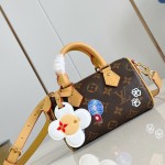 Louis Vuitton Nano Speedy Handbag M15330, Monogram Canvas, Vivienne Illustration and Keychain