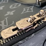 Louis Vuitton Keepall Bandoulière Travel Bag in Monogram Eclipse with Leather Handles and Padlock