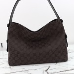 Gucci Brown Canvas Tote with Gray-Green and White Leather – Model 850926 / 850546