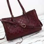 Gucci 815214 Red Embossed Leather Shoulder Bag Original Leather