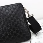Gucci 850214 Black GG Embossed Leather Handbag Original Leather