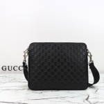 Gucci 850214 Black GG Embossed Leather Handbag Original Leather