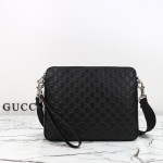 Gucci 850214 Black GG Embossed Leather Handbag Original Leather