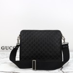 Gucci 850214 Black GG Embossed Leather Handbag Original Leather