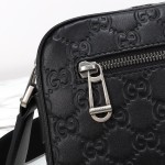 Gucci 850238 Black GG Embossed Leather Shoulder Bag Original Leather