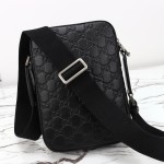 Gucci 850242 Black Embossed Leather Shoulder Bag