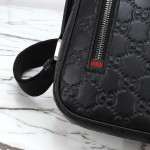 Gucci 850242 Black Embossed Leather Shoulder Bag