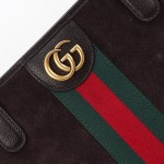 Gucci 834465 Matte Leather Tote Bag Gray Green Burgundy Original Leather