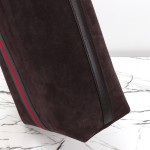 Gucci 834465 Matte Leather Tote Bag Gray Green Burgundy Original Leather