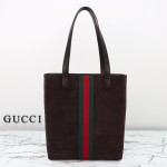 Gucci 834465 Matte Leather Tote Bag Gray Green Burgundy Original Leather