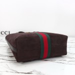 Gucci 834465 Matte Leather Tote Bag Gray Green Burgundy Original Leather