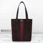 Gucci 834465 Matte Leather Tote Bag Gray Green Burgundy Original Leather