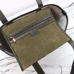 Gucci 834465 Matte Leather Tote Bag Gray Green Burgundy Original Leather