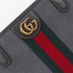 Gucci 834465 Matte Leather Tote Bag Gray Green Burgundy Original Leather