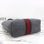 Gucci 834465 Matte Leather Tote Bag Gray Green Burgundy Original Leather