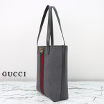 Gucci 834465 Matte Leather Tote Bag Gray Green Burgundy Original Leather