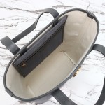 Gucci 834465 Matte Leather Tote Bag Gray Green Burgundy Original Leather