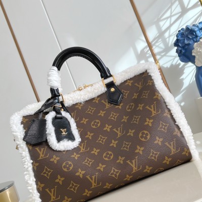 Louis Vuitton - M26326 Speedy Soft 30 Teddy Handbag Monogram Canvas with Shearling Trim