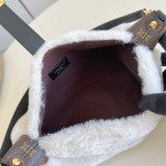 Louis Vuitton Pochette Mia Bag Australian Wool with Monogram Canvas Trim and S-lock Magnetic Closure