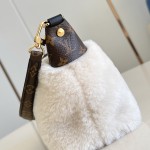 Louis Vuitton Pochette Mia Bag Australian Wool with Monogram Canvas Trim and S-lock Magnetic Closure
