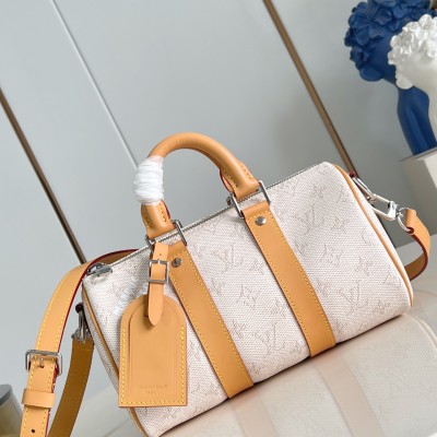 Louis Vuitton - Keepall Bandoulière 25 Handbag  Army Green / Silk Print