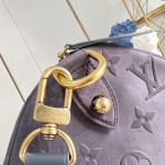 Louis Vuitton Speedy P9 Bandoulière 40 Handbag in Suede Leather with Monogram Floral and Silk Scarf