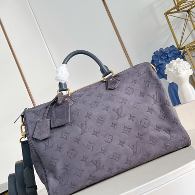 Louis Vuitton - Speedy P9 Bandoulière 40 Handbag Suede Leather with Monogram Floral