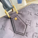 Louis Vuitton Speedy P9 Bandoulière 40 Handbag in Suede Leather with Monogram Floral and Silk Scarf