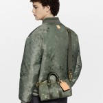Louis Vuitton Keepall Bandoulière 25 Handbag in Army Green with Silk Print