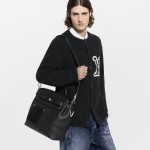 Louis Vuitton Steamer 30 Black Leather Handbag M27061 Front View