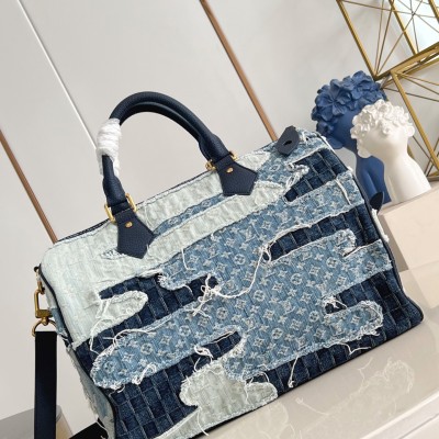 Louis Vuitton - Speedy 40 Bandoulière Bag  Monogram Denim and Damier Denim