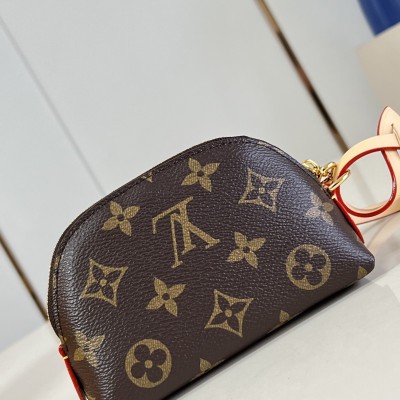 Louis Vuitton - Cosmetic Coin Purse Monogram Canvas with Contrast Leather Trim