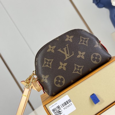 Louis Vuitton - Cosmetic Coin Purse Monogram Canvas with Contrast Leather Trim