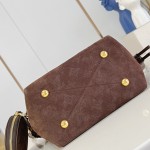 Louis Vuitton Bella M57068 Brown Plush Bag with Wool Trim and Monogram Perforation