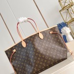 Louis Vuitton Neverfull GM in Damier Ebene with cowhide leather trims and adjustable side straps