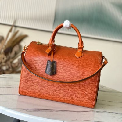 Louis Vuitton - Speedy Bandoulière 30 M25915 Caramel / M25671 Black Leather Replica Handbag