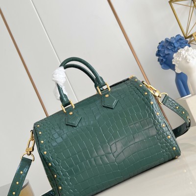 Louis Vuitton - Speedy P9 Bandoulière 30 Monogram Leather Green Croc / Stud