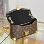 Louis Vuitton East West Trunkie M27266 Monogram Bag with White/Black Chain, Leather Lock and S-lock