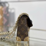 Louis Vuitton East West Trunkie M27266 Monogram Bag with White/Black Chain, Leather Lock and S-lock