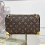 Louis Vuitton East West Trunkie M27266 Monogram Bag with White/Black Chain, Leather Lock and S-lock