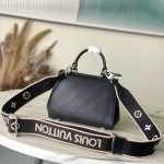 Louis Vuitton Cluny Mini M14435 black Epi leather handbag with jacquard strap