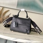 Louis Vuitton Cluny Mini M14435 black Epi leather handbag with jacquard strap