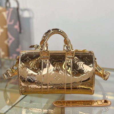 Louis Vuitton - KEEPALL BANDOULIÈRE 25 M26903 Silver & Gold Replica Handbag