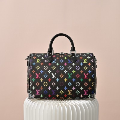 Louis Vuitton - Takashi Murakami X TM Speedy Soft 30 Monogram Canvas Handbag M13257 Black Multi