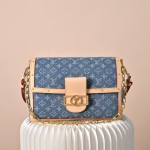 Louis Vuitton Dauphine Soft Large Handbag M13319 Monogram Denim with LV Logo Hardware